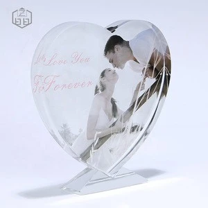 Personalized Heart Shape Crystal Photo Frame For Wedding Souvenirs Gifts