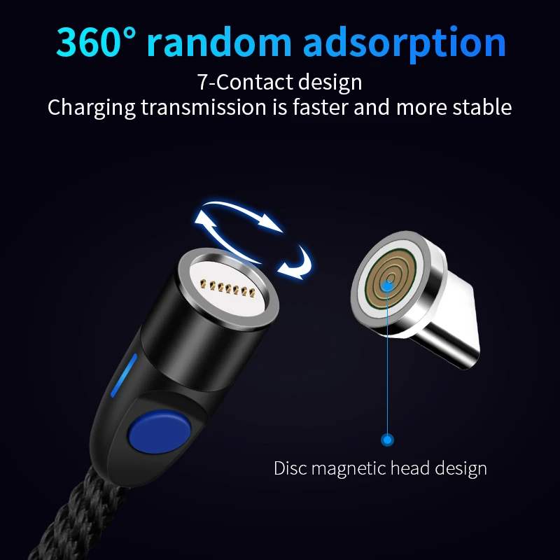 Phone accessories Strongest 7 pin magnetic cable 3A fast charge USB data cable