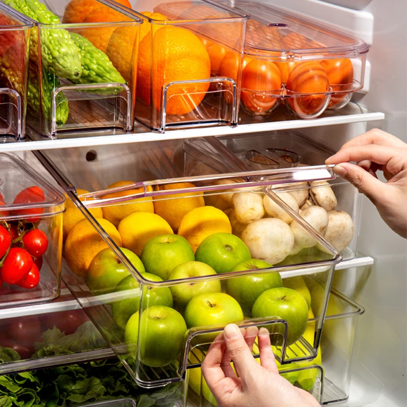 Plastic Refrigerator Storage Box Kitchen Storage Organizer Clear Storage Bin Holder