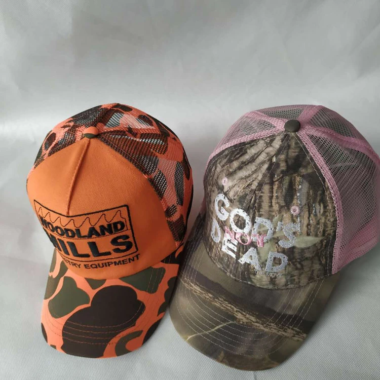 polyester  cotton blank outdoor army rip stop digital colorful camo forest  pink mesh hat  children cap