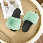 Popular Design House Outdoor Ladies Sandals Non-Slip Furry Rabbit Fur Slippers