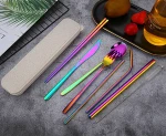 Portable Camping Travel Cutlery Set With Case, Reusable Flatware Set 9 pcs For Office/School/Outdoor/Hiking