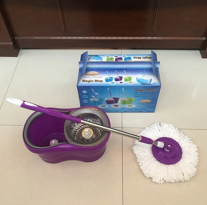 Portable Flat Mop Household Cleaning Tools Microfiber Floor Easy Spin Dust Mop With Bucket