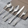 Premium luxury hammered handle cutlery set 304 stainless steel heavy solid spoon knives flatware dinner silverware set