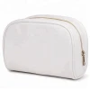 Private label real leather/PU gold zipper white luxury cosmetic bag for makeup