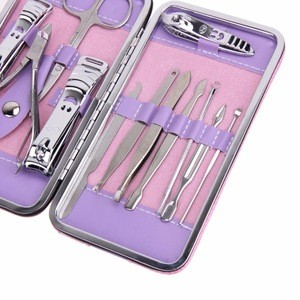 Professional Stainless Steel Nail Art Tool Set 12pcs/Set Complete Manicure Set Pedicure Nail Clippers Scissors Grooming Kit