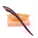 promotional sandalwood hair sticks eco-friendly coiled hair ebony wooden hairpin Ethnic women