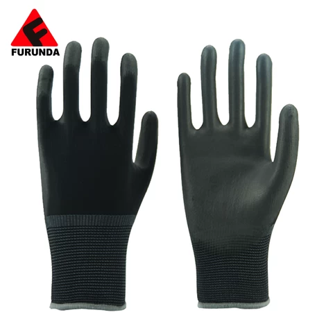 Pu coated glove working glove hand gloves for electronics factory