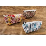 Quilted Cosmetic Bag Set, Handmade Block Print Sponge Vanity Case , Indian Cotton Travel Kit, Wholesale