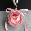 Rainbow pink color preserved fresh roses keychain permanent roses car hangings with black gift box