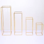 Rectangle Gold Metal Wedding Flower Vase,Flower Stand for Table Centerpiece