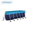 Rectangular metal frame mobile inflatable adult pools swimming outdoor above ground Commercial metal frame pool