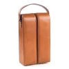 Reinforced and padded Custom Double Leather Wine Bottle Carrying Case  Holder Carrier