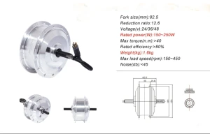 reliable quality 24v/36v electric bicycle motor 250w front geared motor for electric bike regeneration