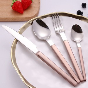 Rose Golde Spoon Knife Fork Colorful Plated Stainless Steel Cutlery Titanium Flatware Set