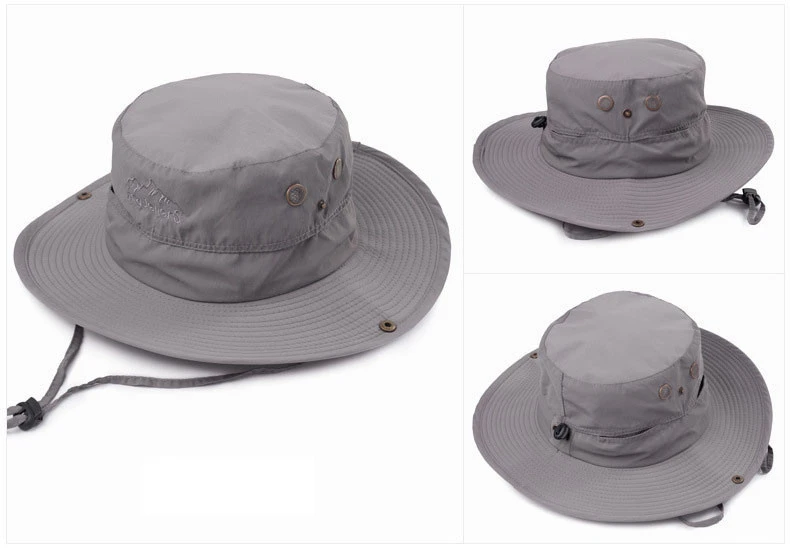 RTSZO-558 Summer Outdoor Hiking alpine cap with wind rope  Foldable Unisex sun protection Safari bucket hats