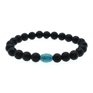 Ruigang hot black volcanic stone bracelet men and women lava beads bracelet turquoise stone jewelry bracelets for women