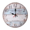 Rustic Mediterranean Style Vintage Arabic Numerals Wooden Decorative Round Wall Clock