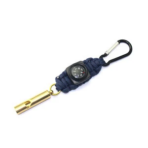 School bag buckle outdoor camping hiking with fashion whistle and mini compass survival key chain