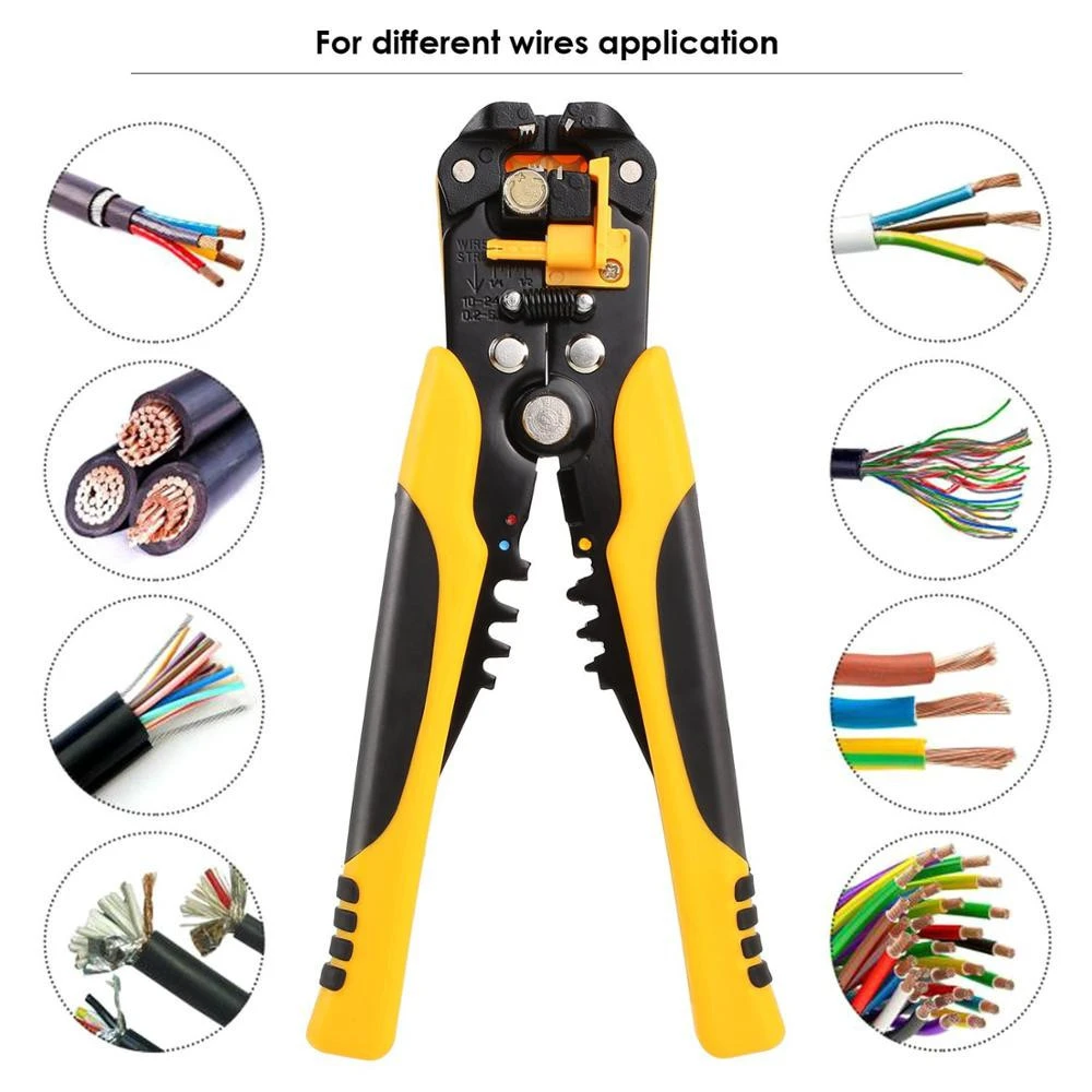 Self-adjusting Cable Cutter Crimper Wire Stripper 3 in 1 Multi Pliers for 0.2~6.0mm Wire Stripping Cutting