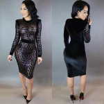 sexy mesh sequin bandage cocktail midi dress for fat women