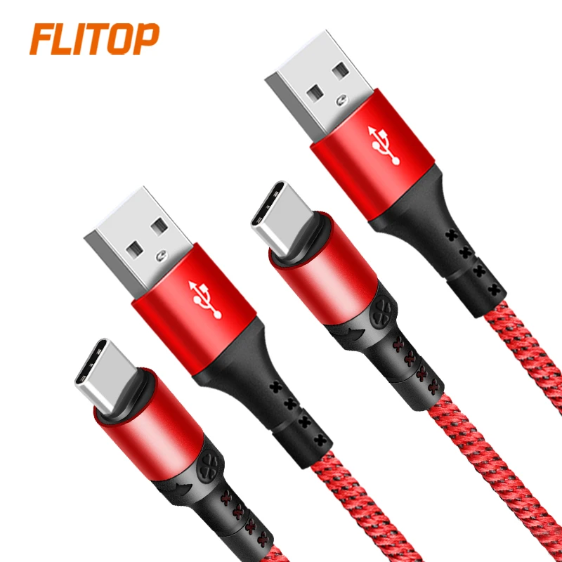 Shenzhen Factory OEM Type C Charging 2 Color Twist Pattern Nylon Braided Cable 3A usb type-c cable