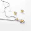 Shiny Quality Yellow Cubic Zirconia Crystal Round Tennis Necklace and Earrings Jewelry Set for Women CZ Wedding Party Accessory