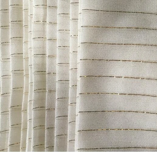 Silk gold line georgette silk fabric cloth 10mm 114cm width 100% silk spun silver Lurex fabric