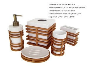 Simply Bath Accessory Ceramic Bathroom Set Bamboo Bathroom Set