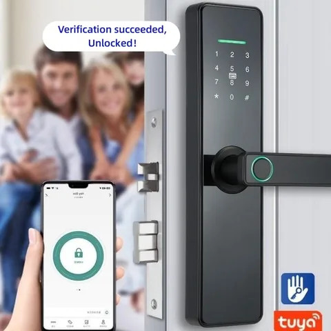 View of Buy Smart Apartment Digital Ttlock Keyless Aluminium Door Fingerprint ...