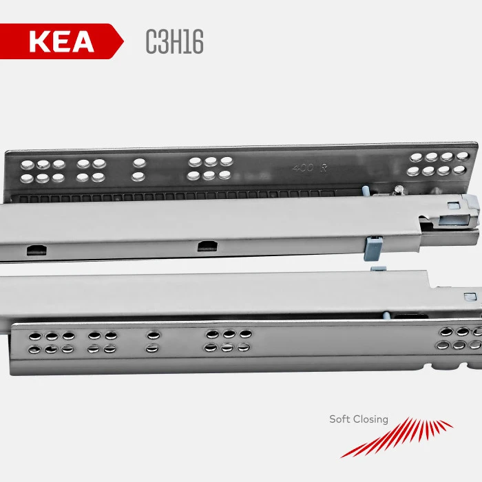 Soft close concealed three-fold bearing hydraulic drawer slide