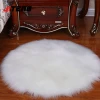 Softest custom round white sheepskin faux fur rug