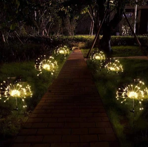 Solar plug flower string stake light dandelion copper wire string outdoor waterproof copper wire lights Christmas lights