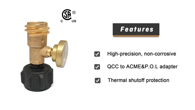 Solid Brass QCC POL Adapter Contents Level Pressure LPG Propane Gas Gauge for Gas Tank Cylinder