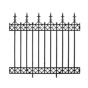 Solid cast iron fence cast from pig iron, durable and resistant to oxidation