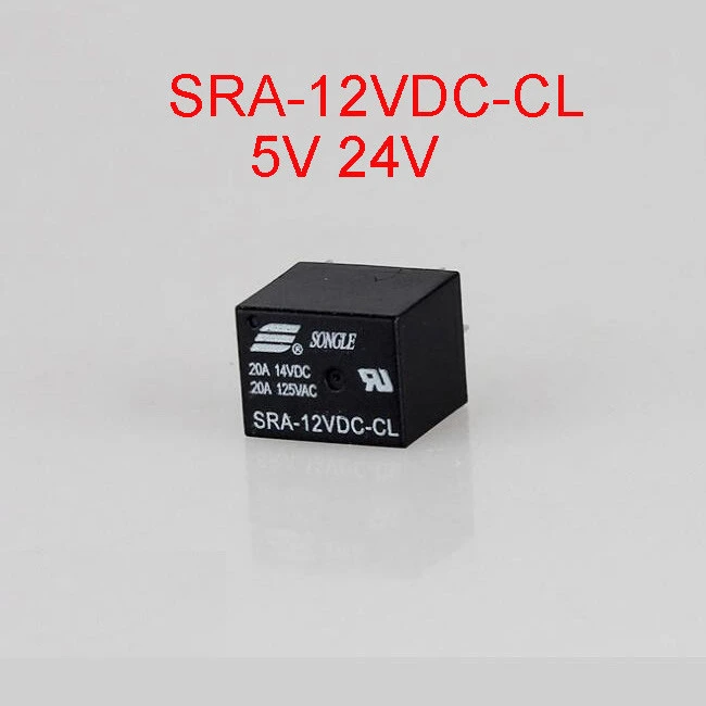 SRA-12VDC-CL 5V 12V 24V DC Coil Power Relay 20A 5 pin SRA-05VDC-CL SRA-24VDC-CL