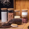 Stackable Kitchen Preserves Canister Glass Food Storage Jars With Airtight Lids for Candy Tea Flour Coffee Bean Cookies Snack