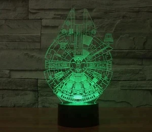 StarWars Millennium Falcon 3D Optical Illusion LED Lamp Night Light