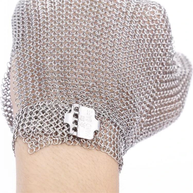 Steel Hook Strip Butcher Stainless Steel Level 5 Protection Ring Mesh Safety Gloves