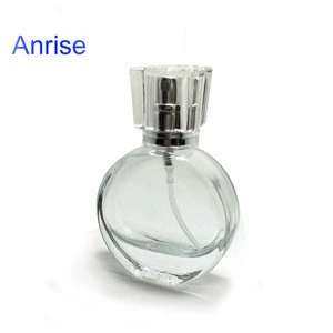 STOCK Elegant 25ml Oval Shape Clear Glass Perfume Bottle Refillable Pump Atomizer Bottle with Sprayer and Clear Caps