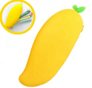 Sublimation Cute Mango Zipper Kids PVC School Stationery Bag  Silicone Pencil Case