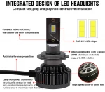 Super Bright CSP 3570 LED chips h1 h4 h7 h8  h11 9005 9006 9012 D LED Headlight Bulbs 26W High Low Beam pattern 6000K