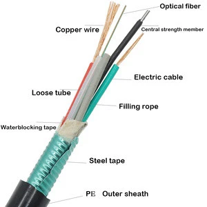 Supply opto electric composite cable G652 GDTS communication cable 4 core optical fiber hybrid cable