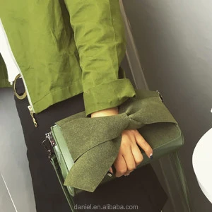Sweety nubuck leather vintage clutches for women Bowknot girl pu Clutch bags in evening bags handbags