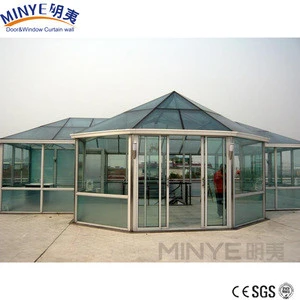 tempered glass roof aluminum sun room/ sunroom / glass house/ Shanghai factory price winter garden/greenhouse