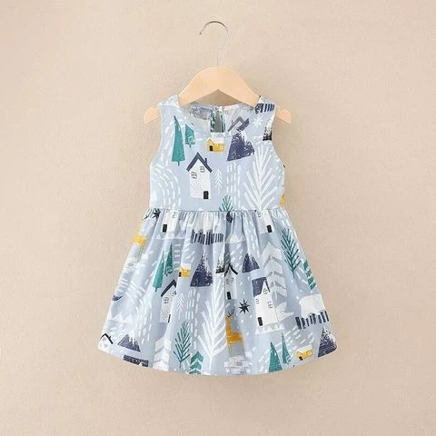 Thailand Style Summer 1-5 years Baby Girl cheap Floral Dress for Kids Baby Infant Flower Loose Dress Kids Girl Casual Clothes