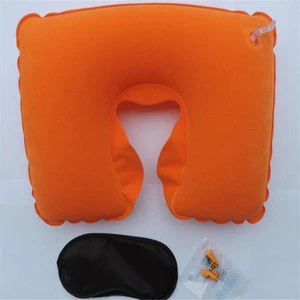 Three  in 1 Sleeping Inflatable Travel Pillow and Eye Mask with Ear Plug and Pouch