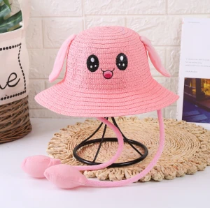 Tik Tok Hot Sale Kids Sun Hat Summer Ear Moving Cute Childs Straw Beach Hat