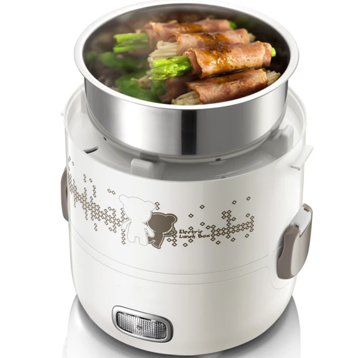 Top Electric Mini Rice Cooker Multi-functional Portable Stainless Steel Steamer Meal Thermal Heating Cookers Lunch Box Office