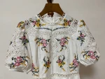 Top Quality Designer Dress 2021 Spring Summer Party Club Women Crochet Lace Embroidery Patchwork Short Sleeve Cotton Dress